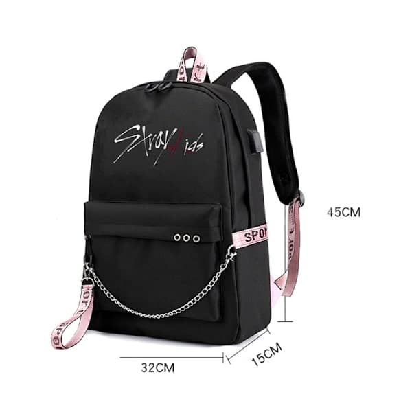 New StrayKids Seungmin Peripheral Same Style Chain Backpack USB Rechargeable Leisure Bag Travel Backpack