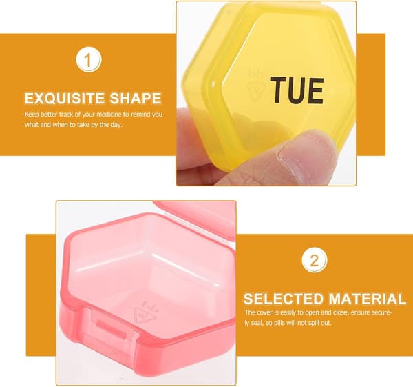 Travel Pill Organizer 7-Compartment Airtight Medicine Storage Box Portable Mini Pill Box