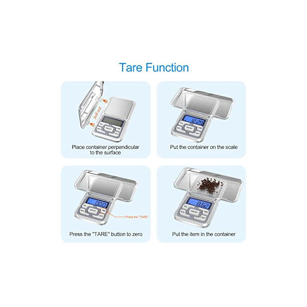 Precision Kitchen Scale, 0.01g-500g, Mini Multifunctional Food Scale with LED Display and Tare Function