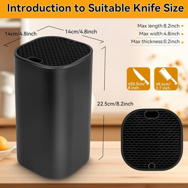 1 pc Knife Holder without Knives, Empty Kitchen Knife Block, Universal Black Knife Holder, Kitchen Knife Rack, Storage for Kitchen Knives