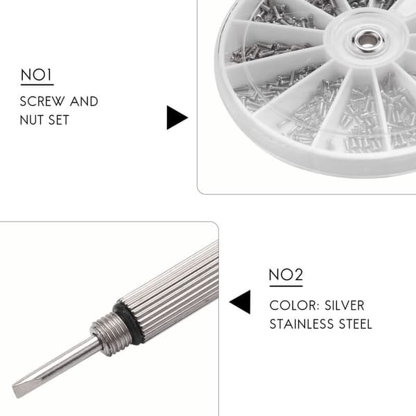600 Pcs/Set Small Stainless Steel Screws 12 Kinds Assorted Electronic Nuts + 1 Pc Screwdriver for Glasses Repair Tool