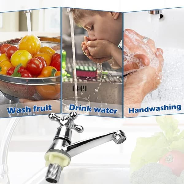 Cold Water Faucet for Bathroom, Modern Basin Mixer, Cross Handle Design for Bathroom and Kitchen Sinks, G1/2