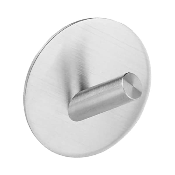 Self-Adhesive Hook Without Holes Round Stainless Steel Adhesive Hook Shower Hook for Bathroom Kitchen Brushed Silver Slanted Hook