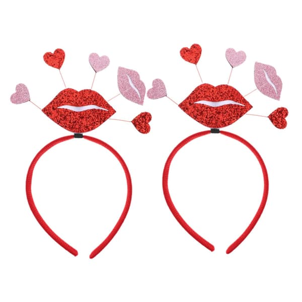 2 stk. Valentinsdag Hjerteformede Hårbånd Glitter Romantisk Tilbehør for Kvinner Bryllup Fester Fotoseanser