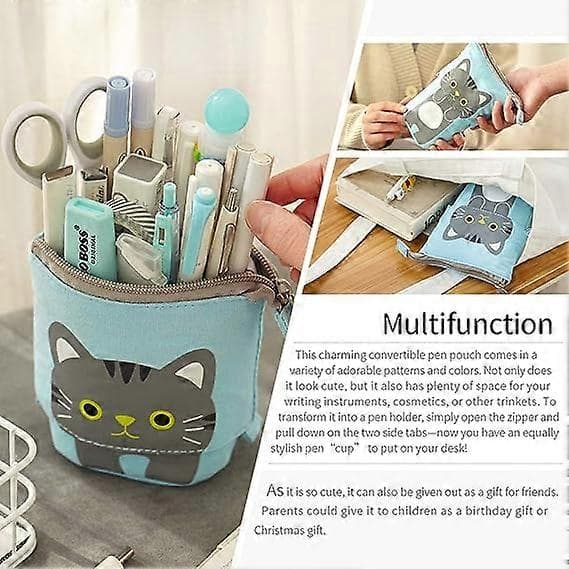 Large Pencil Case Pen Holder Pen Box Organizer Large Storage for Blue