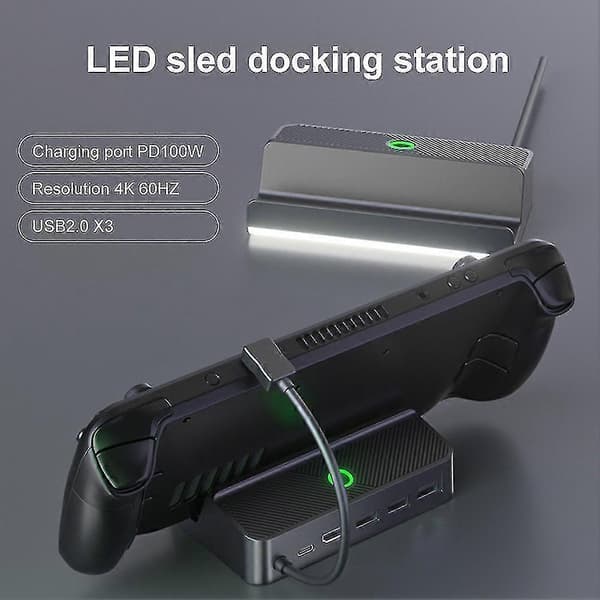 Steam Deck Dock 6-i-1 Dockingstation Stativ Tilbehør 3*usb 3.0 Hdmi 4k@60hz Gigabit Ethernet 1000mbps Pd 60w Hub