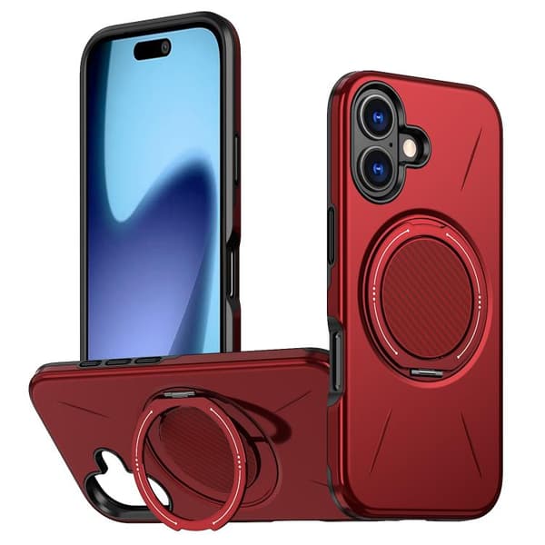 iPhone 17 Deksel - Metallmateriale, med roterende og MagSafe magnetisk lukking, TPU hybridmateriale, PC-materiale, rosa. Rosa Rosa