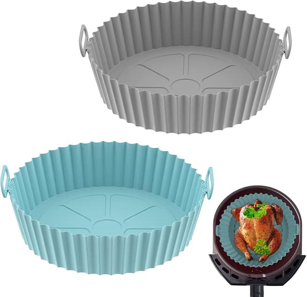 Airfryer-form, 2-pack silikonformar för airfryer, 17,5 cm airfryerform