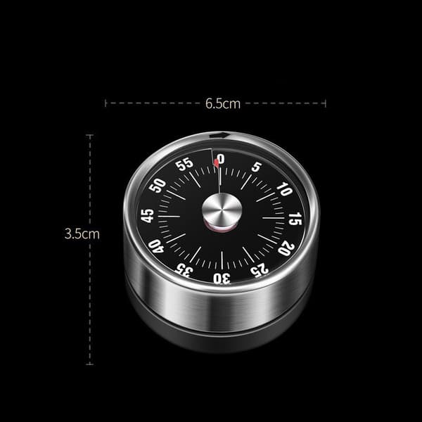 Kitchen timer, mechanical kitchen timer, magnetic kitchen timer, steel kitchen timer, mechanical countdown timer, mechanical and magnetic timer, 60