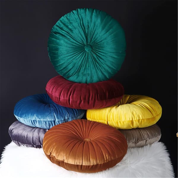 Gresskarformet Gulvpute - Rund for Bilsete, Stol, Sofa og Seng (35cm, Rosa)