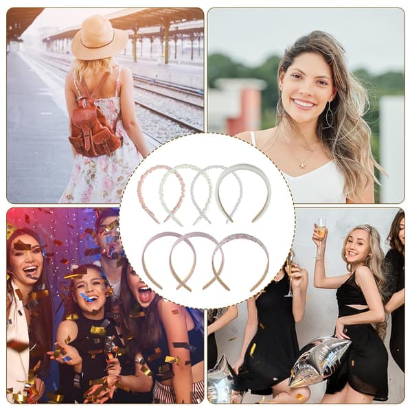 7 stk. brede perle-makeup-hårbånd til kvinder, bløde stof-håraccessories til hudpleje, polstret ansigtsvask, spa og daglig brug