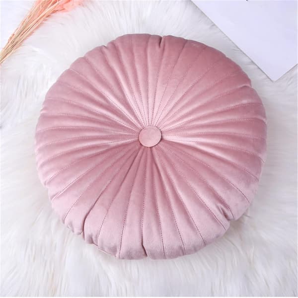 Gresskarformet Gulvpute - Rund for Bilsete, Stol, Sofa og Seng (35cm, Rosa)