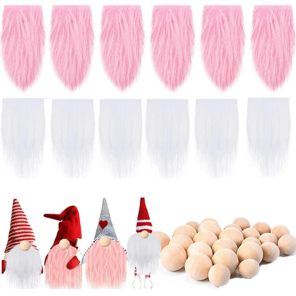 12 st Handgjorda Dvärgskägg med Kulor för DIY Heminredning Julklapp St. Patrick's Day Påskprydnad Bröllopsgåvor Vit White
