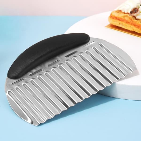 Duty Rostfritt Stål Crinkle Cutter Vågformad Hackare Pommes Frites Slicer för Potatis Morotschips och Frukter, Grönsaker, Potatis