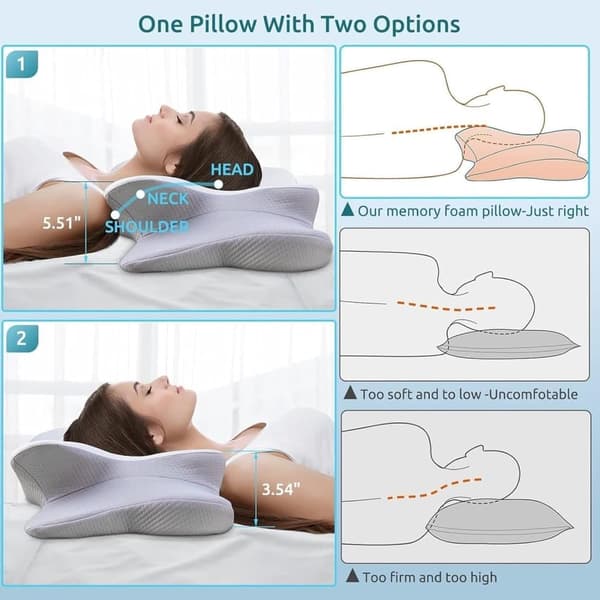 Ergonomisk kudde / Ortopedisk memory foam-huvudkudde för sid- och ryggsovare, lindrar nacksmärta Nackkudde_TF_TF