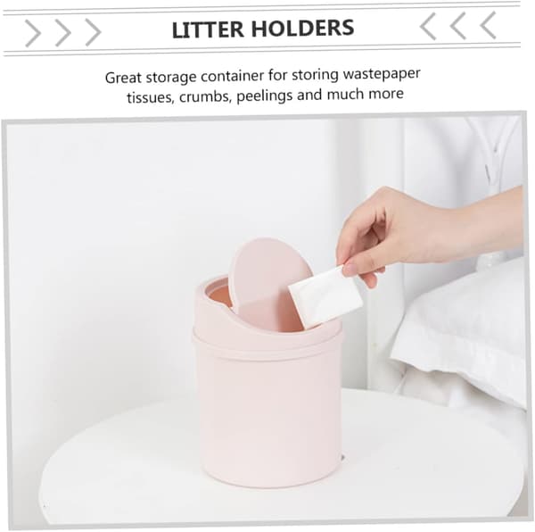 Mini Trash Can with Flip Lid, Desktop Storage Bin for Office, Dressing Table, Bedside Cabinet