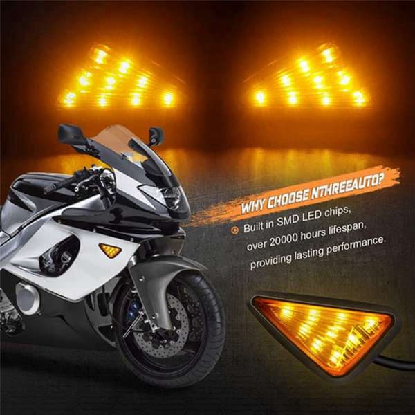 4 st LED-blinkers med trippelhörn, infälld montering, 12V, för motorcykel