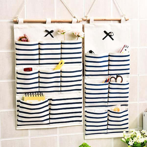 2-pack Wall Storage, Storage Hanger, Wall Storage Bag with 6 Pockets and 8 Pockets, Multifunctional, for Bathroom, Door, Wardrobe, Bedroom