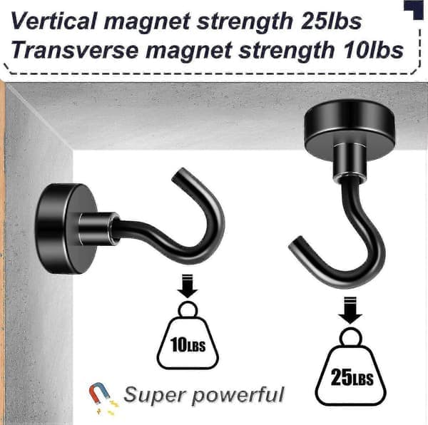 Magnetic Hooks - 20 Pack 25 lbs Neodymium Magnet Hook for Refrigerator, Grill, Key Holder and Hanging