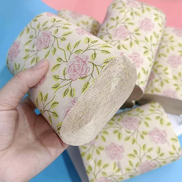 10 Rolls Rose Pattern Toilet Paper, Solid Core, Bathroom Paper, Bulk Pack, Decorative Toilet Paper