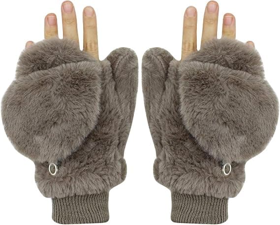 Dame vinter dunede handsker vanter vindtætte fleece plys handsker med varme vanter