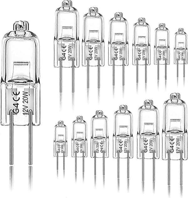 12-pakning G4 20W 12V 2800K 2-pin halogenpære for ventilatorhette, kjøkken, stue, soverom [DB]