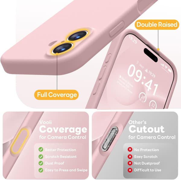Magnetic Liquid Silicone Case for iPhone 17, Shockproof and Full Protection, Unisex, Pink, 6.3 inches.