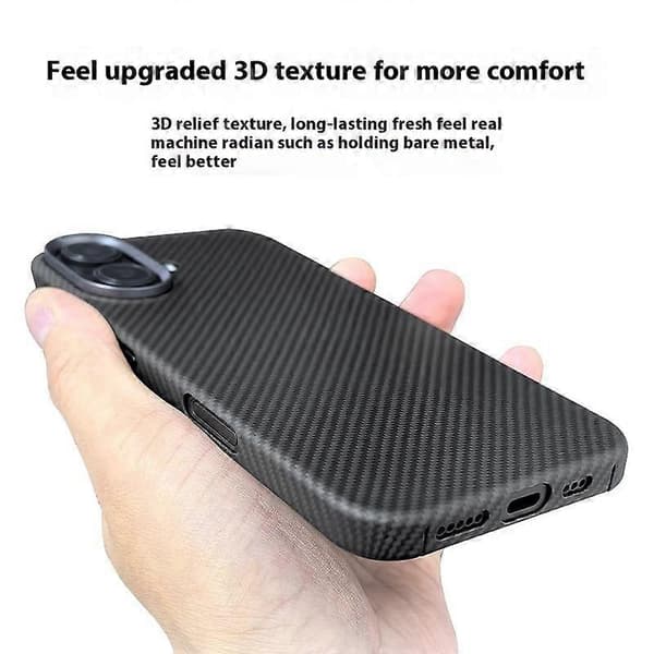 Kompatibel med iPhone 16 Plus-deksel 600D fin tekstur aramidfiber-telefondeksel med metall-linseramme