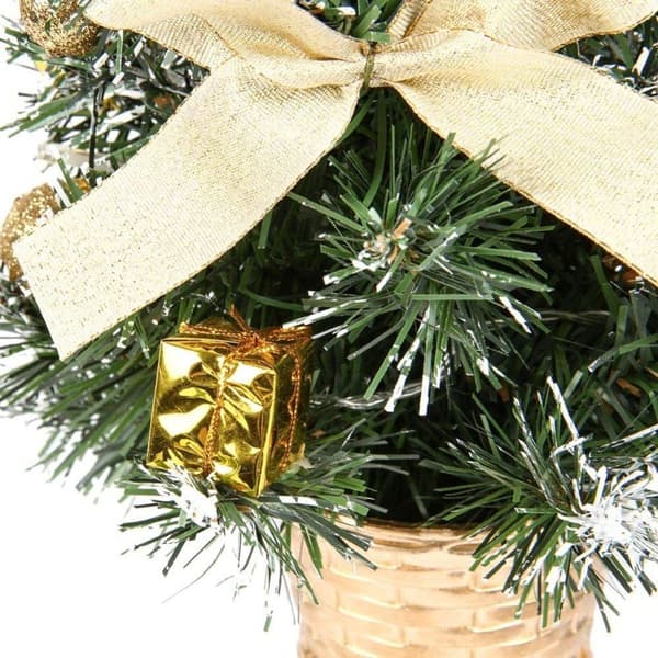 Dekoreret juletræ med lys 50 cm 20257 - Guld - Juletræ KLB