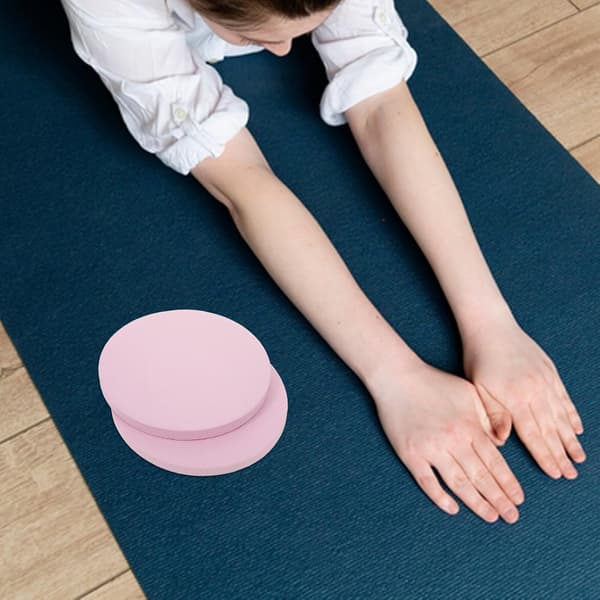 6 stk. runde træningsmåtter, lyserøde yogaknæbeskyttere med håndleds- og albuebeskyttelse