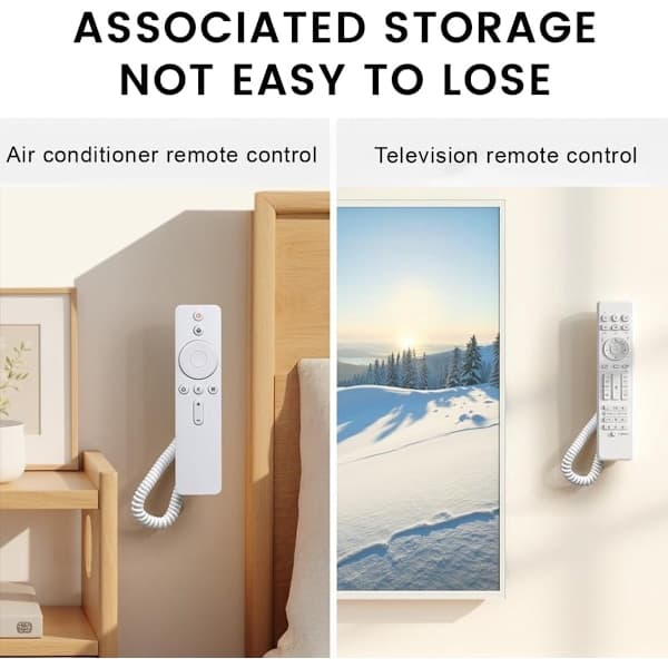 Magnetic Remote Control Holder - 4-pack - With Spring Strap (120cm) - Compatible with Most Remote Controls and Sockets - Black