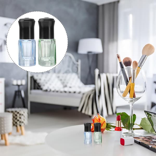 8 st 3 ml eterisk olja roll-on flaskor påfyllningsbara små rullbehållare svarta lock för parfym och läppresor