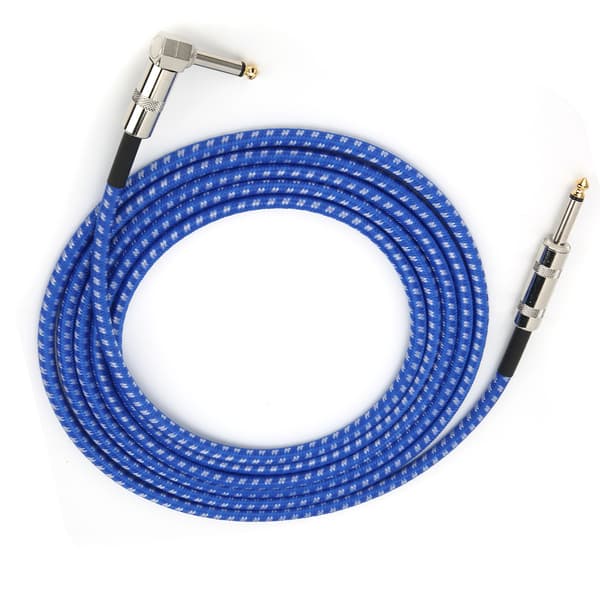 6.35mm Guitar Audio Cable Microphone Noise Reduction Connection Cable Musical Instrument 3 Meter Blue and White