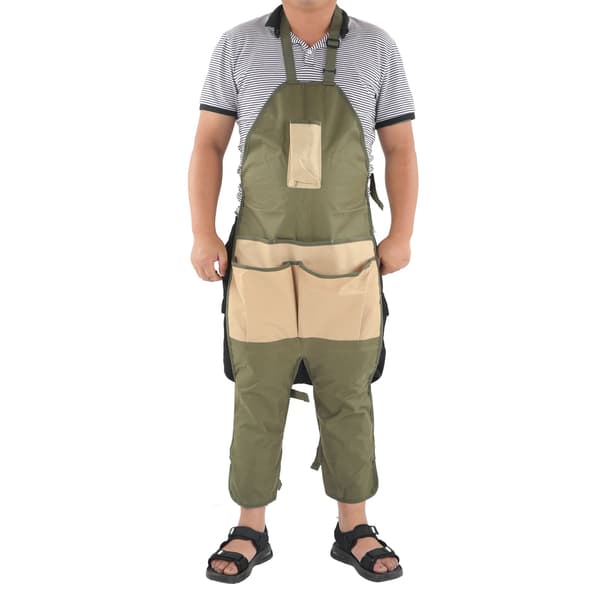 Hageforkle Grønn Khaki 600D Oxford Stoff Flere Lommer Slitesterkt Justerbart Spenne Arbeidsforkle for Hage