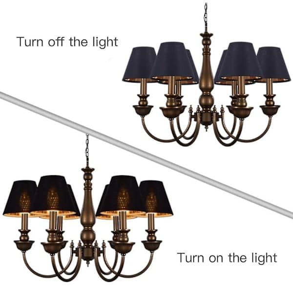 (6-pack) Small Black and Gold Lampshades with E14 Socket for Table and Floor Lamps