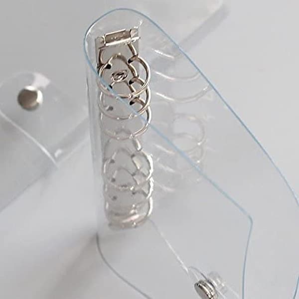 Ringperm i klar, myk PVC, 6-hulls ringperm, vanntett løsbladperm med transparent linjal, påfyllbar perm A5 A5 A5