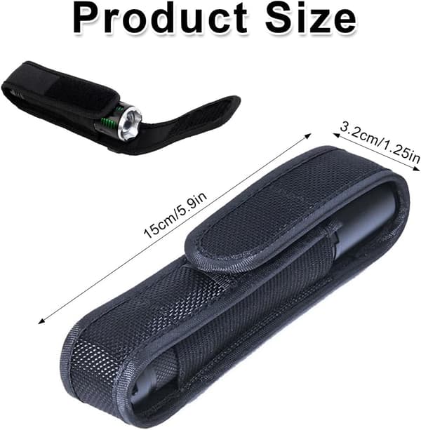 Tactical Flashlight Holster, Flashlight Case, Nylon Flashlight Holder for Outdoor Hunting, Camping, and Hiking
