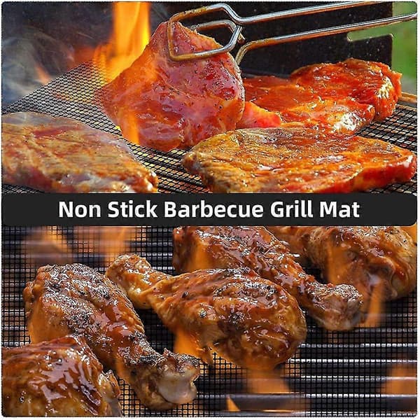 BBQ Grill Mesh Mat Set, 6 stk Non-stick Gjenbrukbare Grillmatter Baketilbehør for Grilling
