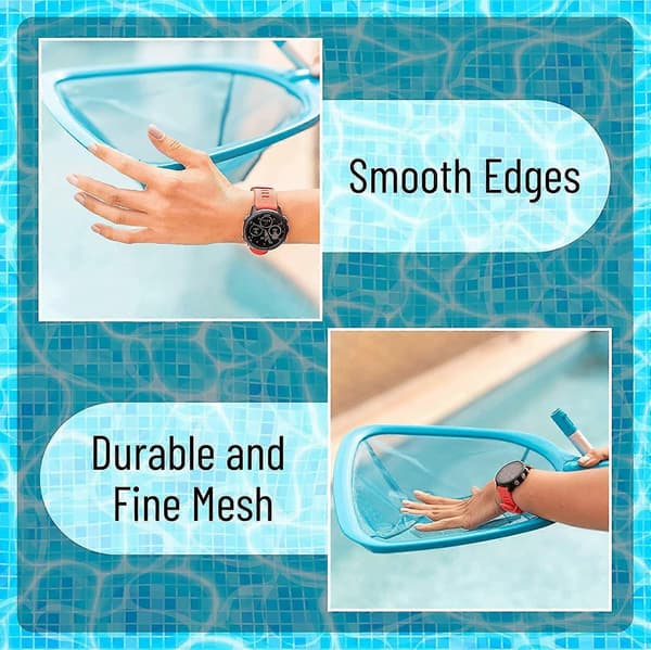Poolskimmernet med stang, poolbladrensningsnet finmasket skimmer med stang til rengøring af pool, have, dam, springvand