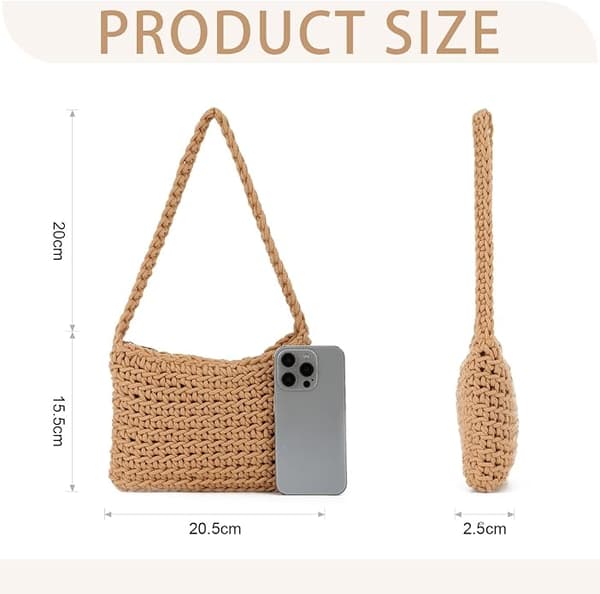 Vävd clutch för kvinnor, liten virkad tygväska, strandvävd axelväska, plånbok