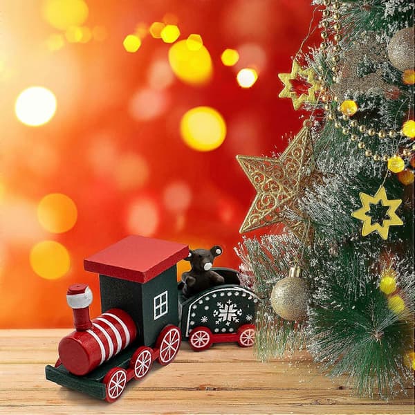 Christmas Decoration - Festive Tree Accessories Wooden Train with Five Sections Christmas Decorations