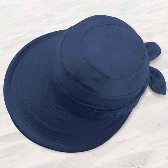 Women's Sun Hat with UV Protection, Foldable Wide Brim Sun Visor with Removable Top