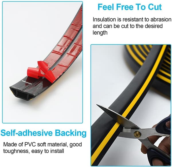 400 cm Flexible PVC Floor Cable Duct, Black and Yellow Electrical Cable Protector, Floor Conduit