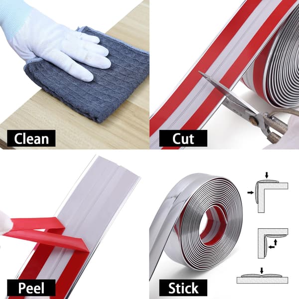 Shiny Silver Multifunctional Wall Trim, Corner Trim, and Sealing Strip for Table Edges, Door Frames, and Baseboards, 5m x 2cm