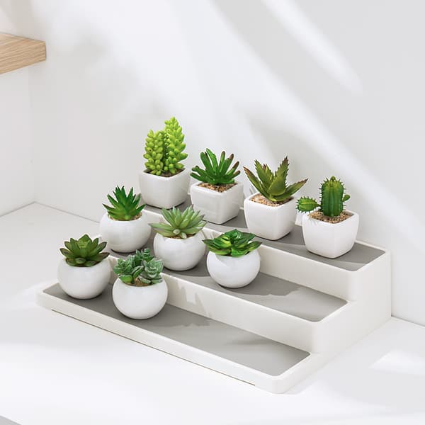 3-tier Spice Rack for Cabinet, Non-slip Kitchen Shelf Organizer, 37.2*24.2*8.5 cm, White/Grey