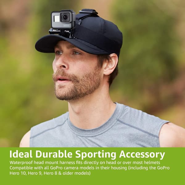 Head Strap Camera Mount for GoPro, Waterproof Headband Camera Mount Compatible with All GoPro Cameras, Black