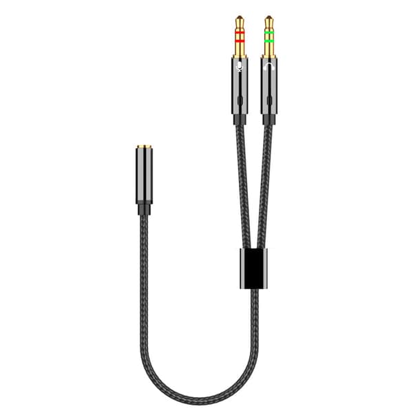 3,5 mm Stereo Lydjack Adapter, Headset Mikrofon Y Splitter Adapter, for PC PS4 Xbox One Datamaskin, Hodetelefoner-0,5m