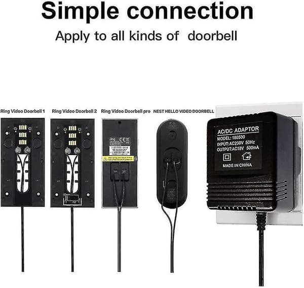 Strømadapter for Nest Hello Video dørklokke, Video dørklokke Videointercom (FMY)