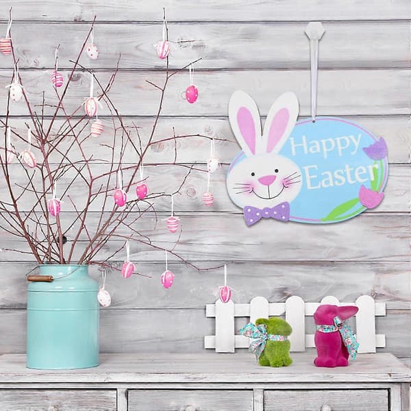 Wooden Pendants, Rabbit Chicken Egg Alphabet Welcome Sign, Easter Ornament Pendants