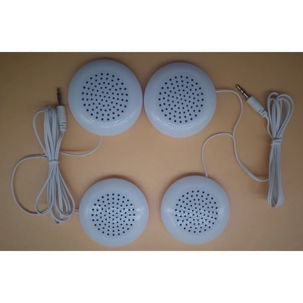 Mini dobbelt telefonhøjttaler 3,5 mm kablet stereo bærbar lydhøjttaler til søvn, rejser og MP3 MP4 iOS CD-afspiller hvid